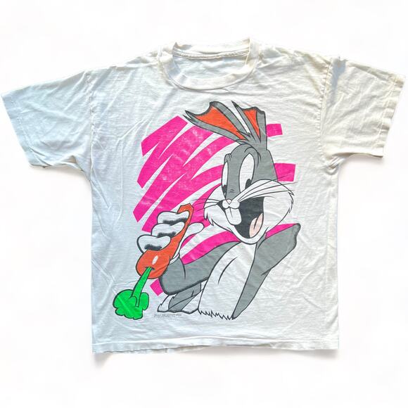 Vintage Other - Vintage 90s Big Bugs Bunny Shirt Single Stitch Collegeware White L XL Carrot USA